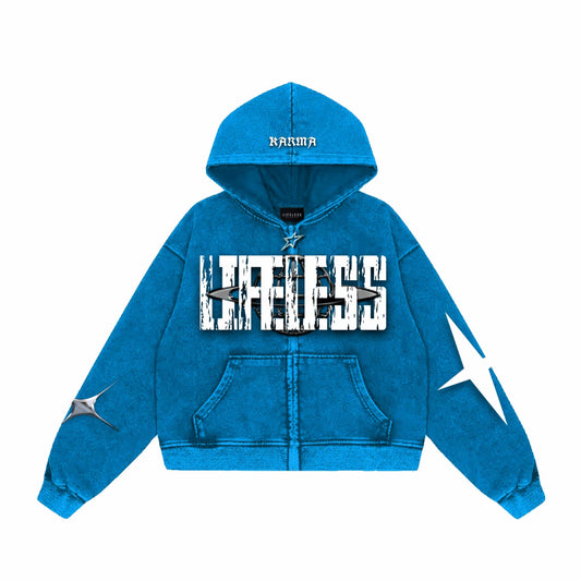 KARMA ZIP-UP HOODIE BLUE (NOT RETURNING)